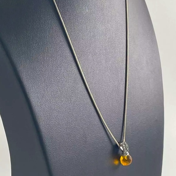 Silpada Vintage RARE Sterling Silver Marcasite Citrine Dainty Necklace - Picture 5 of 5